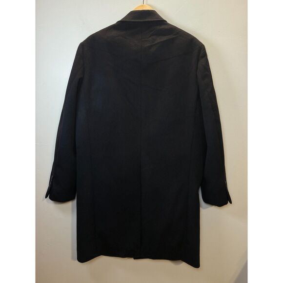 Brooks Brothers Overcoat Men's Size 44R Black Wool Blend Luxury Work Outerwear - Picture 5 of 10